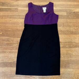 Karin Stevens purple black sleeveless knee length sheath dress size 16
 b36